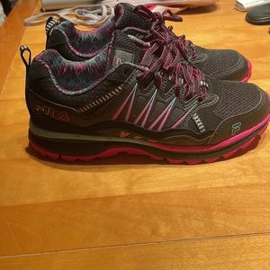 Fila sneakers black with pink and teal accents